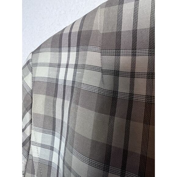 Talbots Women's Blazer Plaid Tan White Green Satin Size 8 3/4 Sleeve Cottagecore - Picture 10 of 10